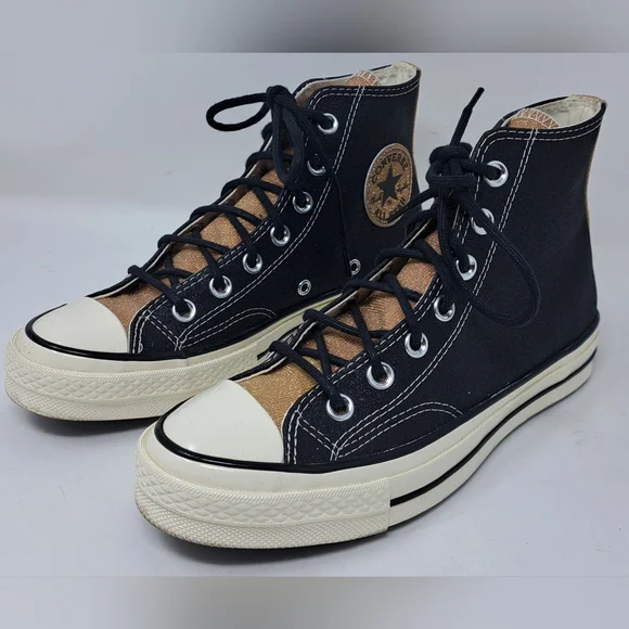 Converse Chuck Taylor Women's High Top Shoes Black Gold Glitter 6.5 US 37 EU - Picture 2 of 16
